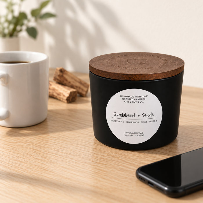 Sandalwood & Suede - 15oz 3-Wick Scented Candle