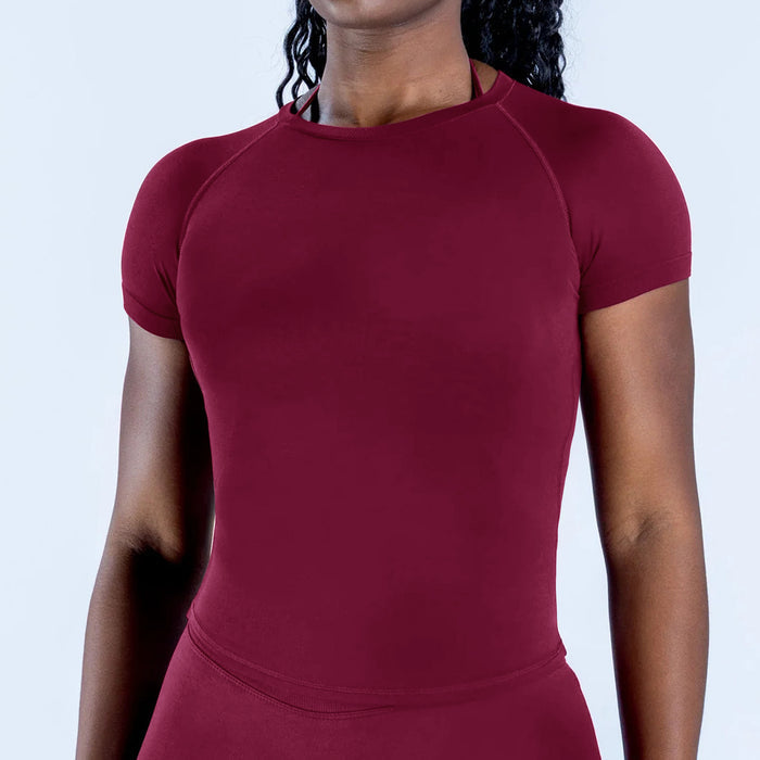Seamless High-elastic, Moisture-wicking Tight Yoga Short-sleeve Top – Premium 0 | RICALOUX