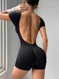 Seamless V-Neck Back-Friendly Yoga Jumpsuit – Premium 0 | RICALOUX