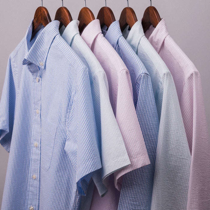 SEERSUCKER BUTTON DOWN SPORT SHIRT - MINT STRIPE