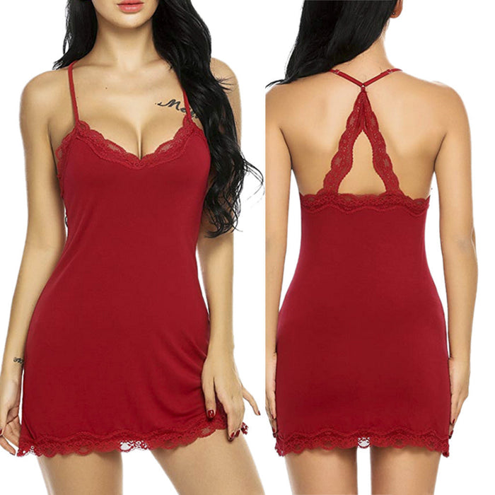 Sexy Strap Lace-trimmed Nightdress For Women – Premium 0 | RICALOUX