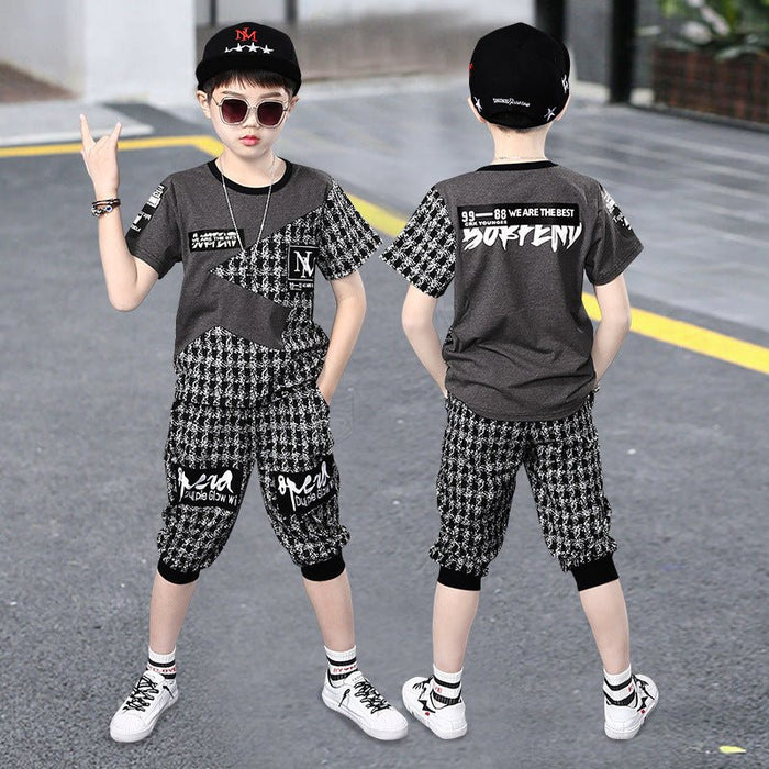 Short Sleeve Sports Summer Handsome Korean Style Boys Trendy Clothing - RICALOUX