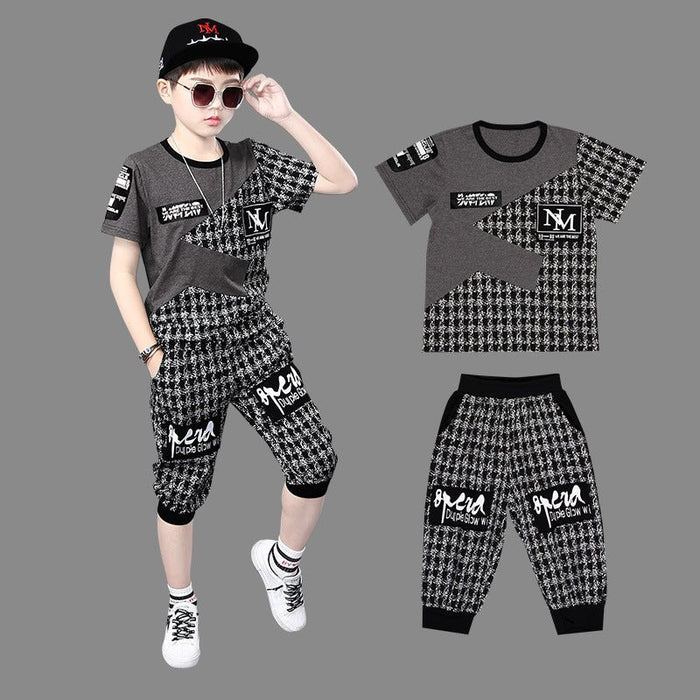 Short Sleeve Sports Summer Handsome Korean Style Boys Trendy Clothing - RICALOUX