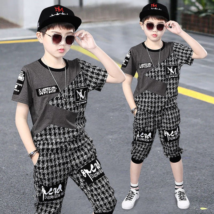 Short Sleeve Sports Summer Handsome Korean Style Boys Trendy Clothing - RICALOUX