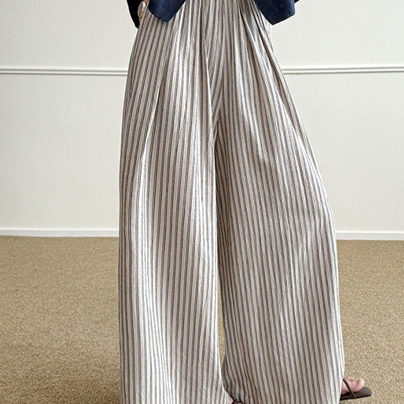 Simple Vertical-striped Casual Pants For Women Relaxed And Loose-fitting – Premium 0 | RICALOUX