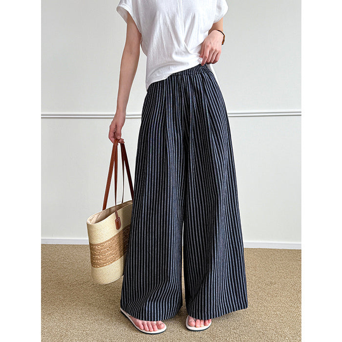 Simple Vertical-striped Casual Pants For Women Relaxed And Loose-fitting – Premium 0 | RICALOUX