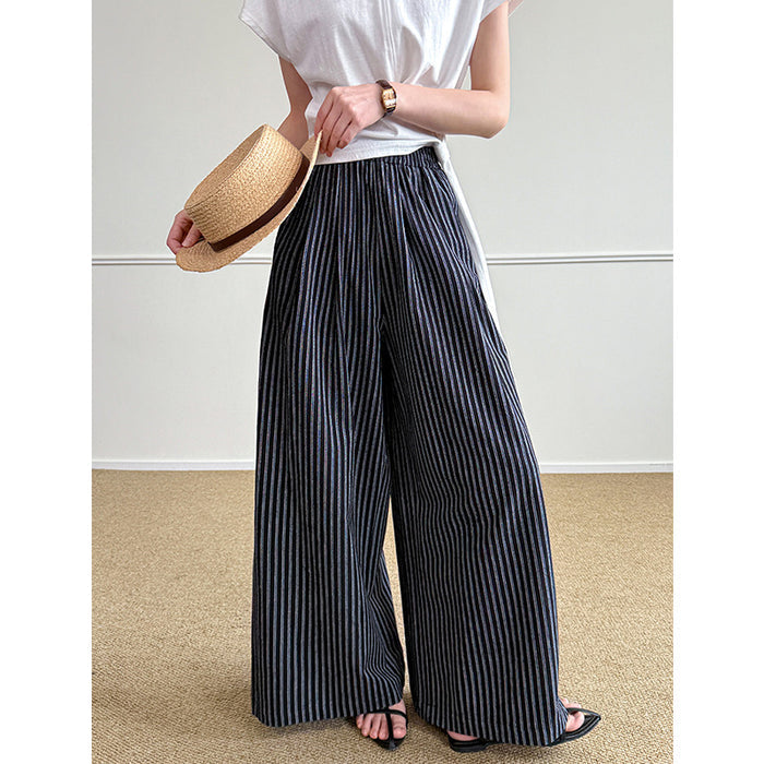 Simple Vertical-striped Casual Pants For Women Relaxed And Loose-fitting – Premium 0 | RICALOUX