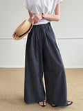Simple Vertical-striped Casual Pants For Women Relaxed And Loose-fitting by Ricaloux