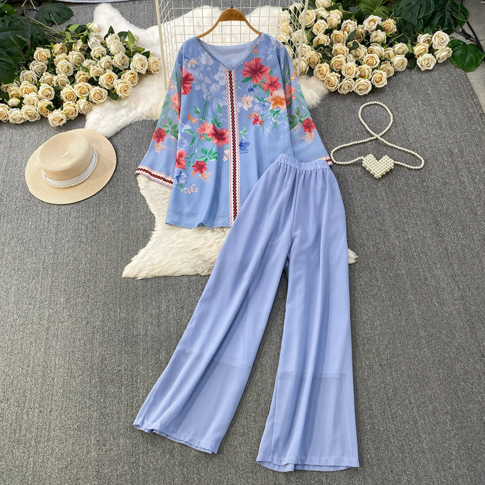 Skin-friendly Breathable Long-sleeve Top And Casual Long Pants Set by Ricaloux