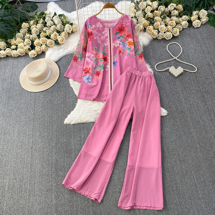 Skin-friendly Breathable Long-sleeve Top And Casual Long Pants Set by Ricaloux
