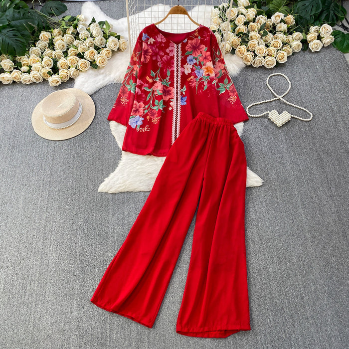 Skin-friendly Breathable Long-sleeve Top And Casual Long Pants Set by Ricaloux