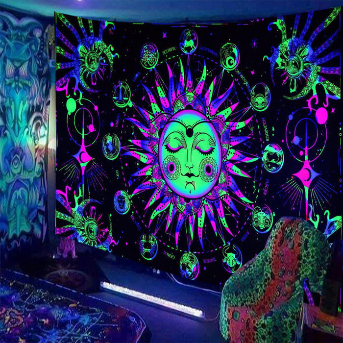Skull Print Fluorescent Home Decor Tapestry - RICALOUX