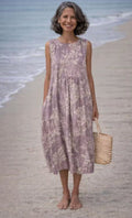 Sleeveless Pocketed Casual Printed Dress With A Sophisticated Vibe by Ricaloux
