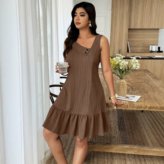 Sleeveless Slightly Sloped-neck Casual Resort Dress – Premium 0 | RICALOUX