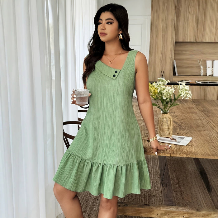 Sleeveless Slightly Sloped-neck Casual Resort Dress – Premium 0 | RICALOUX