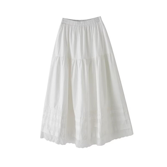 Slimming Lace-Patch Flared Skirt With Elastic Waist – Premium 0 | RICALOUX