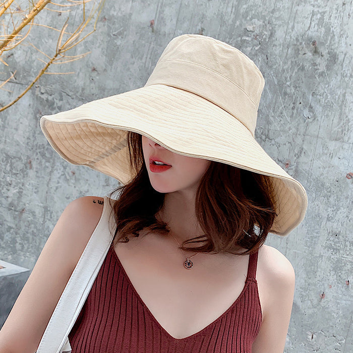 Solid-color Extra-wide-brim Sun Hat by Ricaloux