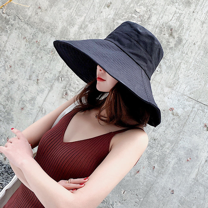 Solid-color Extra-wide-brim Sun Hat by Ricaloux