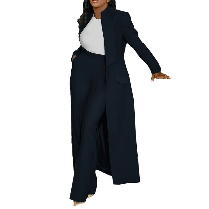 Solid-color Lapel Long Blazer Two-piece Set – Premium 0 | RICALOUX
