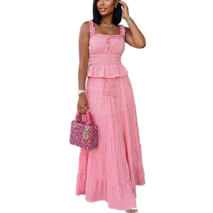 Solid-color Patchwork Slip Dress Set – Premium 0 | RICALOUX