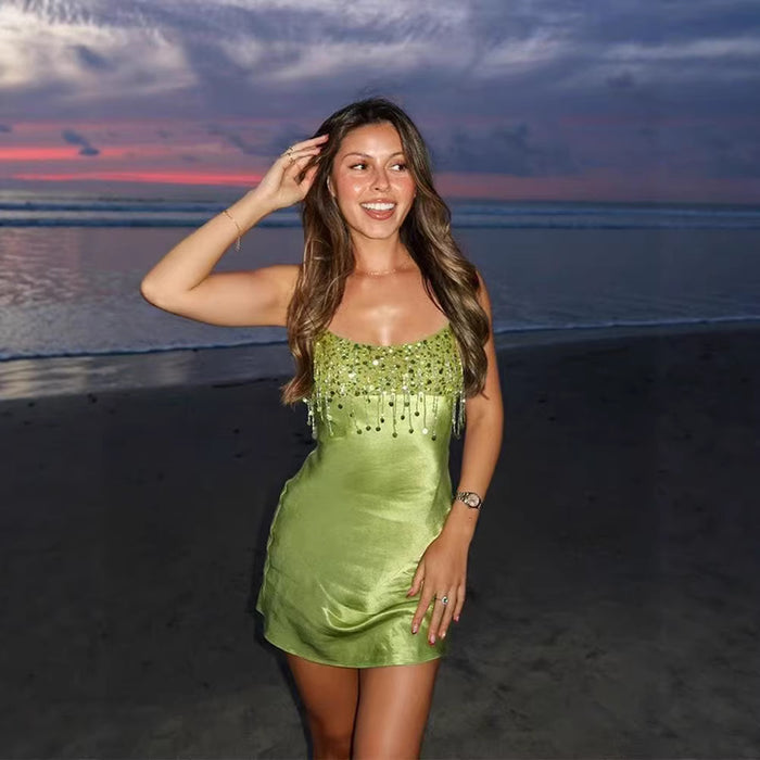 Spice Girls Style Fringe Sequin Slip Dress Party Gown – Premium 0 | RICALOUX