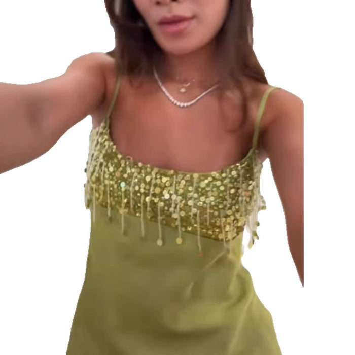 Spice Girls Style Fringe Sequin Slip Dress Party Gown – Premium 0 | RICALOUX