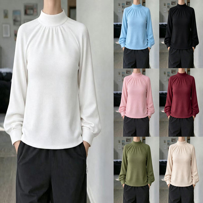 Springautumn Knitted Long-sleeve Casual Raglan-sleeve Turtleneck Lace-trimmed Sweater Bottoming Shirt – Premium 0 | RICALOUX