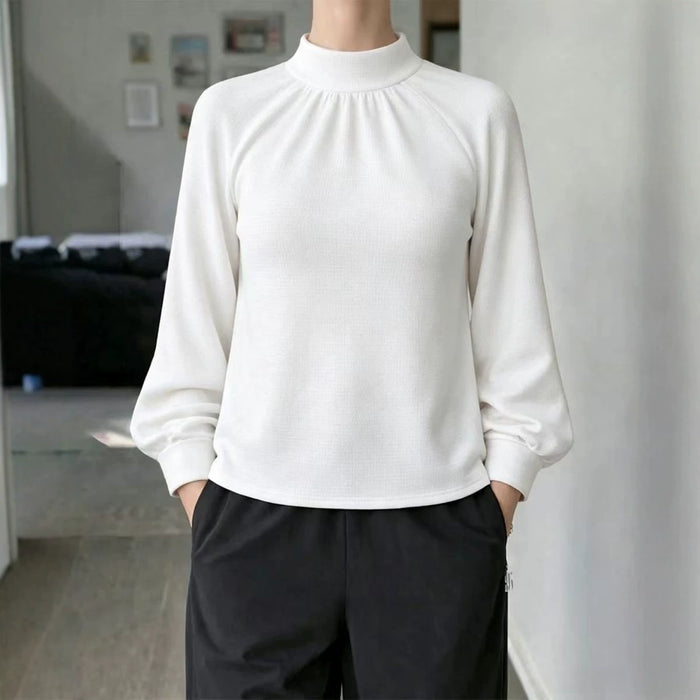 Springautumn Knitted Long-sleeve Casual Raglan-sleeve Turtleneck Lace-trimmed Sweater Bottoming Shirt – Premium 0 | RICALOUX