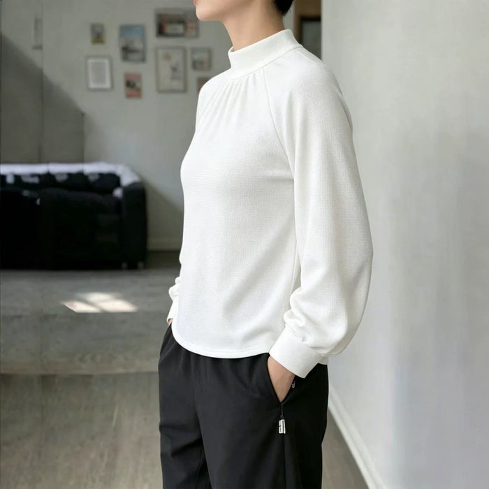 Springautumn Knitted Long-sleeve Casual Raglan-sleeve Turtleneck Lace-trimmed Sweater Bottoming Shirt – Premium 0 | RICALOUX