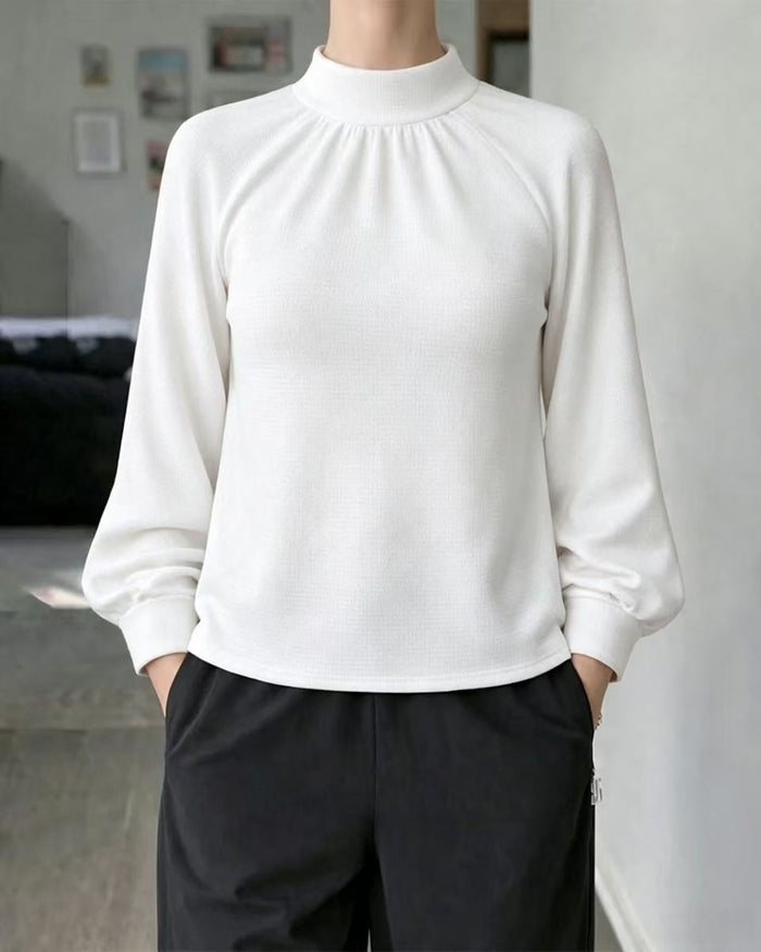 Springautumn Knitted Long-sleeve Casual Raglan-sleeve Turtleneck Lace-trimmed Sweater Bottoming Shirt – Premium 0 | RICALOUX