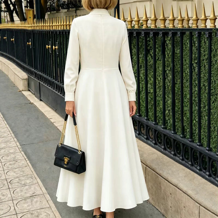 Springautumn Long-sleeve Puff-sleeve Dress With Bow Details At The Hem by Ricaloux