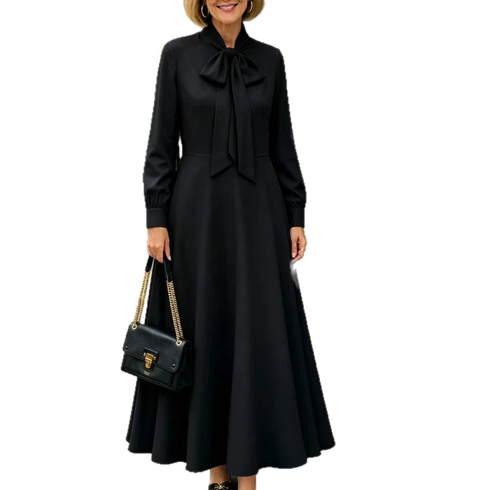 Springautumn Long-sleeve Puff-sleeve Dress With Bow Details At The Hem by Ricaloux