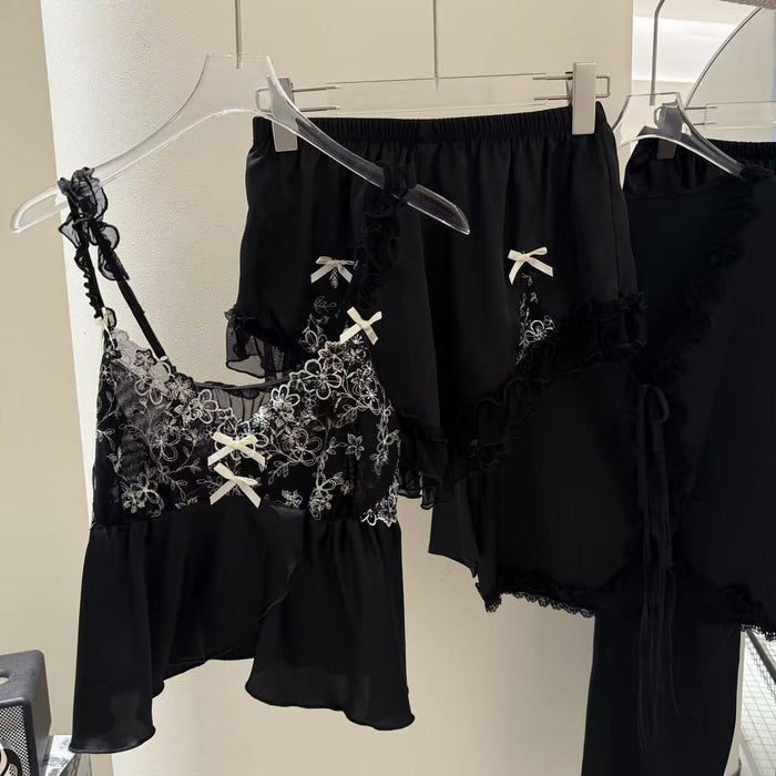 Strap Shorts, New-style Four-piece Pajama Set by Ricaloux