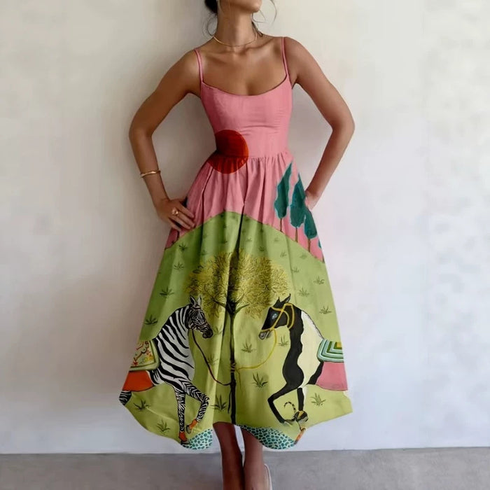 Strapless Sleeveless Casual Bohemian Dress by Ricaloux