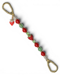 LD Keyfinder Strawberry Fields keychain with red shell pearls, green aventurine, crystal strawberry, and gold charm.