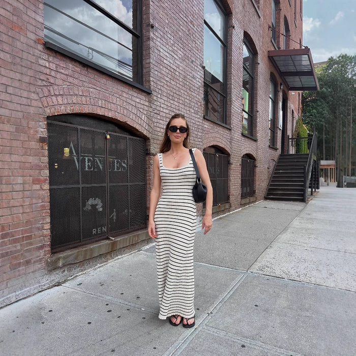 Striped Vest Long Dress Summer Womens by Ricaloux