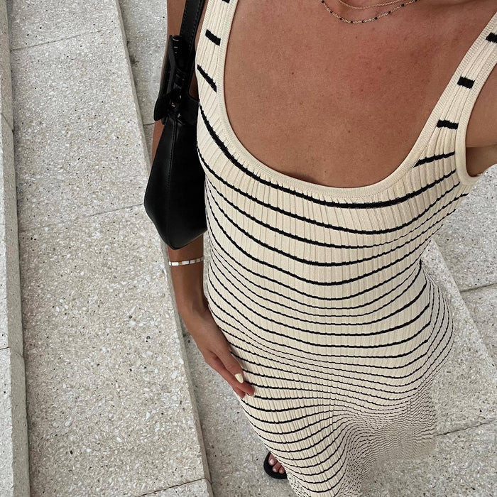 Striped Vest Long Dress Summer Womens by Ricaloux