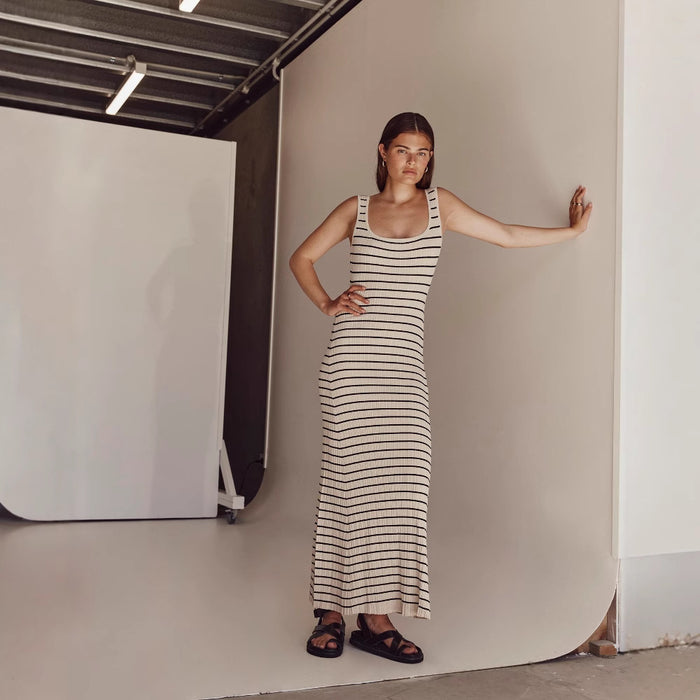 Striped Vest Long Dress Summer Womens by Ricaloux