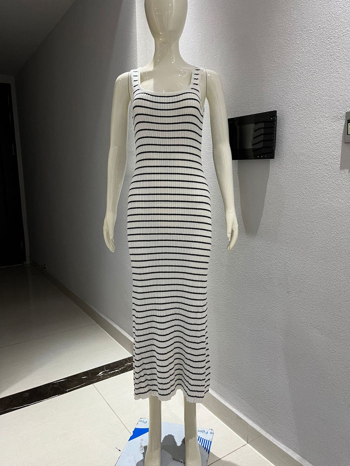 Striped Vest Long Dress Summer Womens by Ricaloux