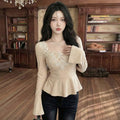 Stylish And Chic Design With Ruffled Hem And Flared Sleeves by Ricaloux