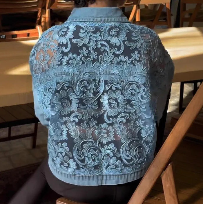 Stylish Casual Lace-panel Denim Jacket Comfortable And Short-length – Premium 0 | RICALOUX