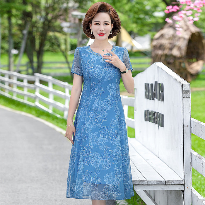 Stylish Short-sleeved Summer Dress For Middle-aged Moms – Premium 0 | RICALOUX