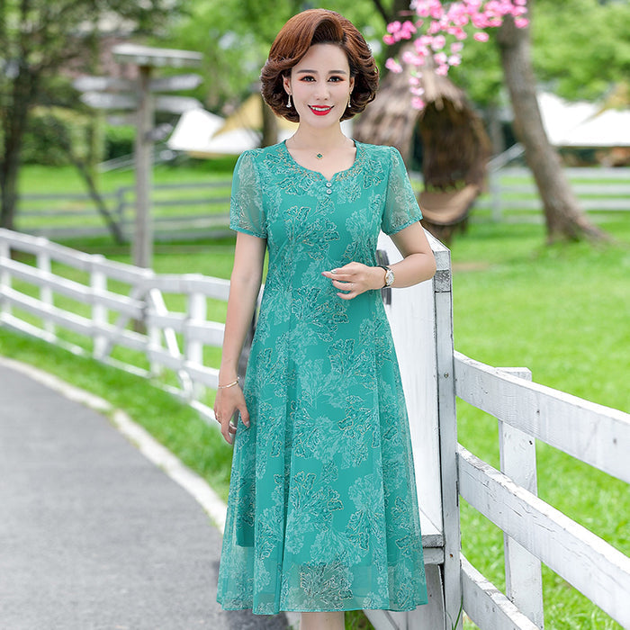 Stylish Short-sleeved Summer Dress For Middle-aged Moms – Premium 0 | RICALOUX