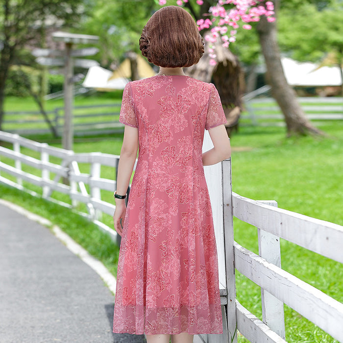 Stylish Short-sleeved Summer Dress For Middle-aged Moms – Premium 0 | RICALOUX