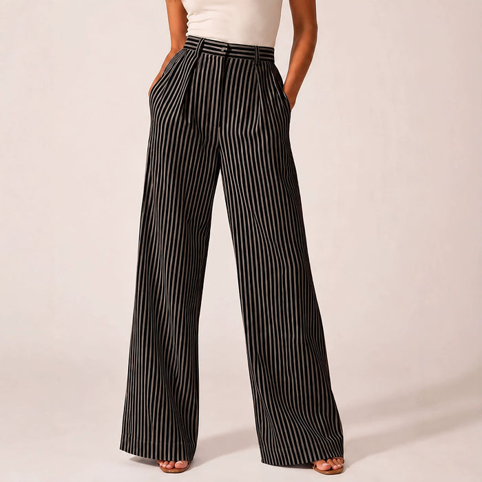 Stylish Striped Versatile Wide-leg Relaxed-fit Suit Trousers by Ricaloux