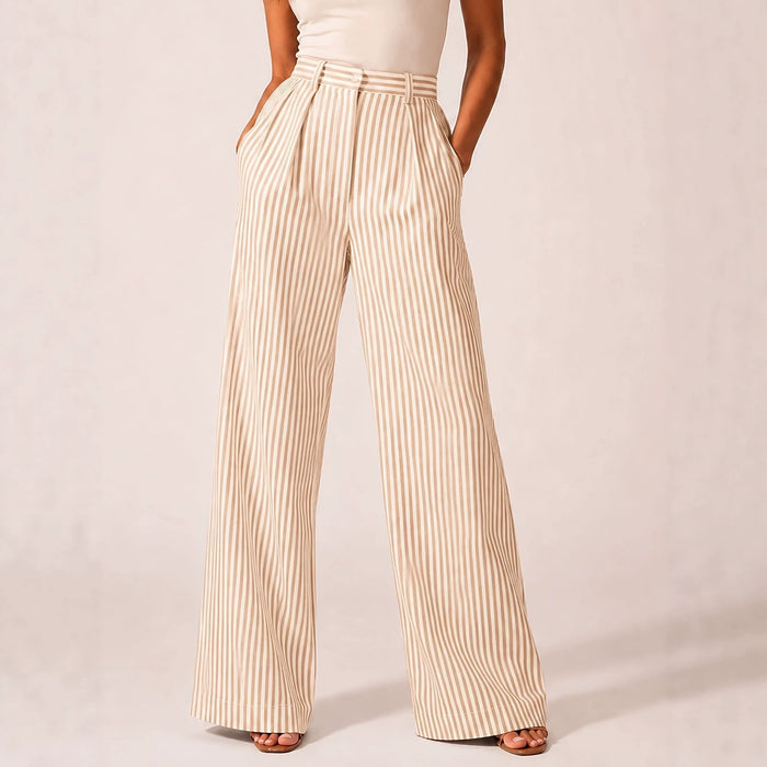 Stylish Striped Versatile Wide-leg Relaxed-fit Suit Trousers by Ricaloux