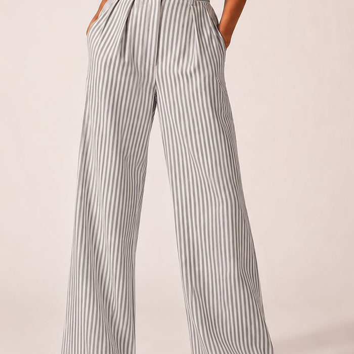 Stylish Striped Versatile Wide-leg Relaxed-fit Suit Trousers by Ricaloux