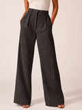 Stylish Striped Versatile Wide-leg Relaxed-fit Suit Trousers – Premium 0 | RICALOUX