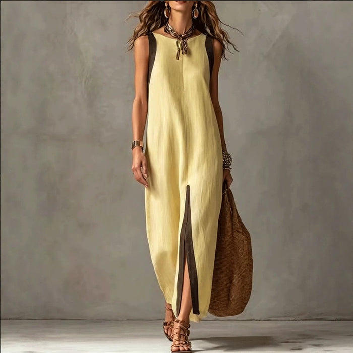 Summer New Womens Casual Chic Sleeveless Color-Block Split Dress – Premium 0 | RICALOUX