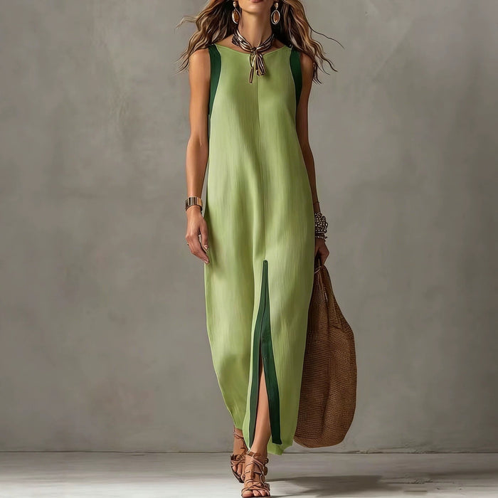 Summer New Womens Casual Chic Sleeveless Color-Block Split Dress – Premium 0 | RICALOUX